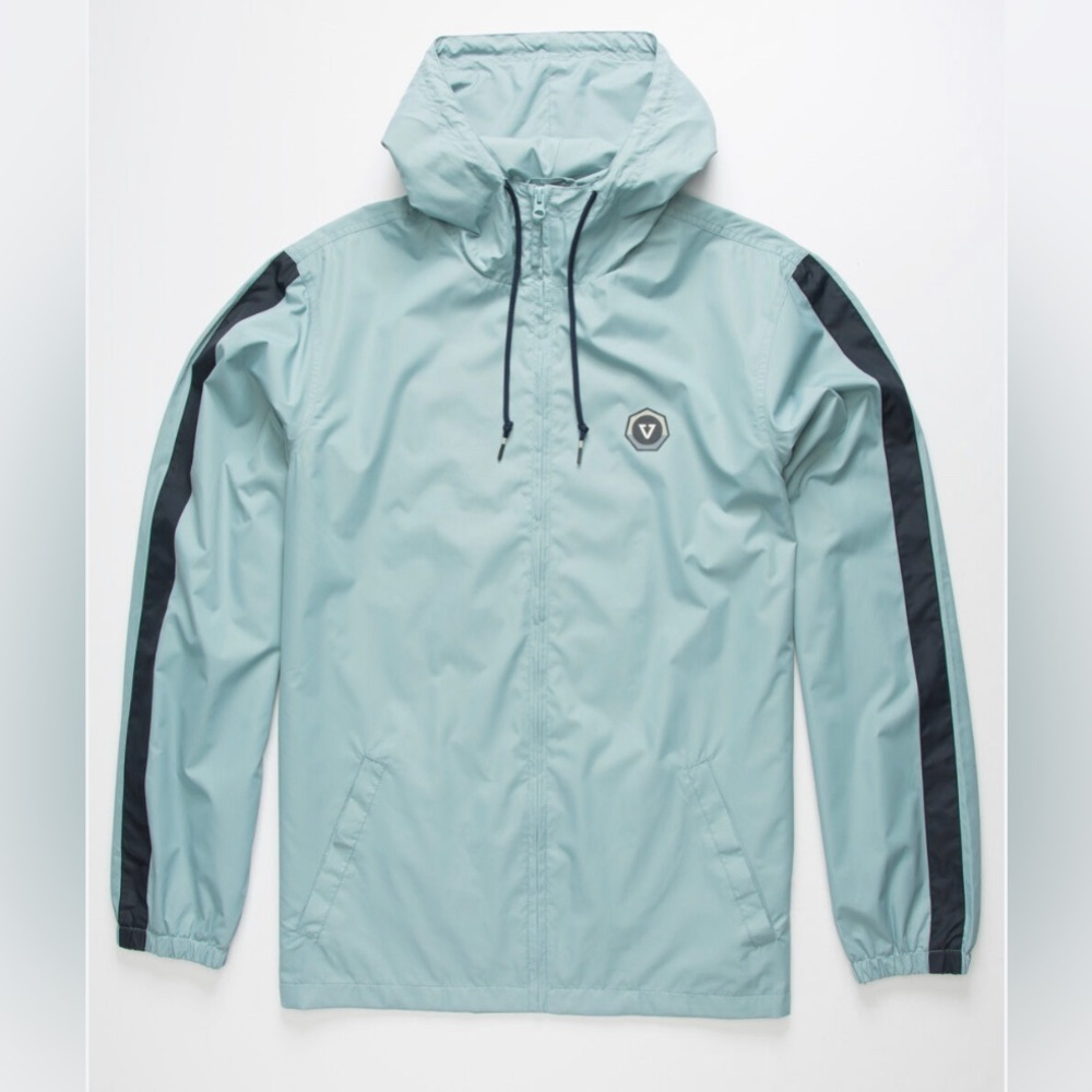 VISSLA Wind Trip Windbreaker Jacket Blue Full Zip Hoodie Lined Surf Size M​